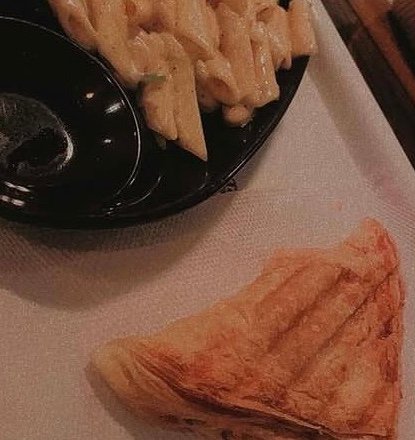 Pasta and a grilled sandwich