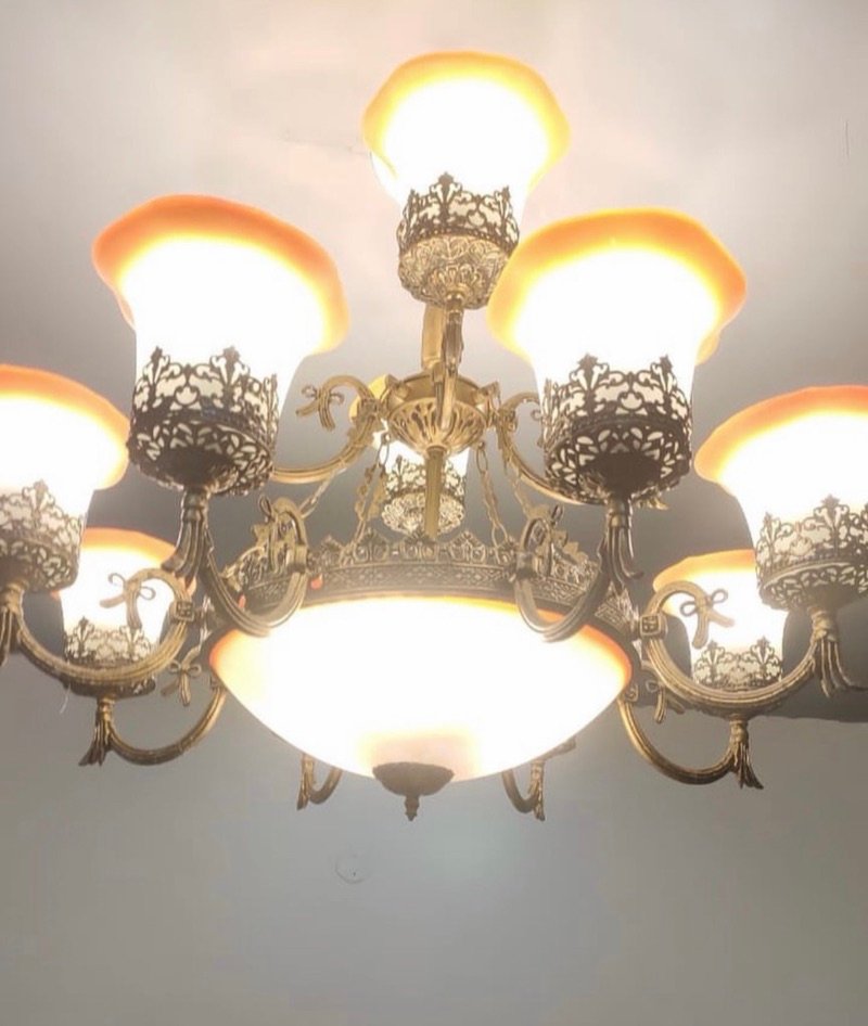 Ornate brass chandelier